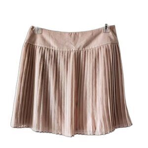 Ann Taylor Loft Pink Salmon Pleated Mini Skirt Size 8 Lined Back Zipper